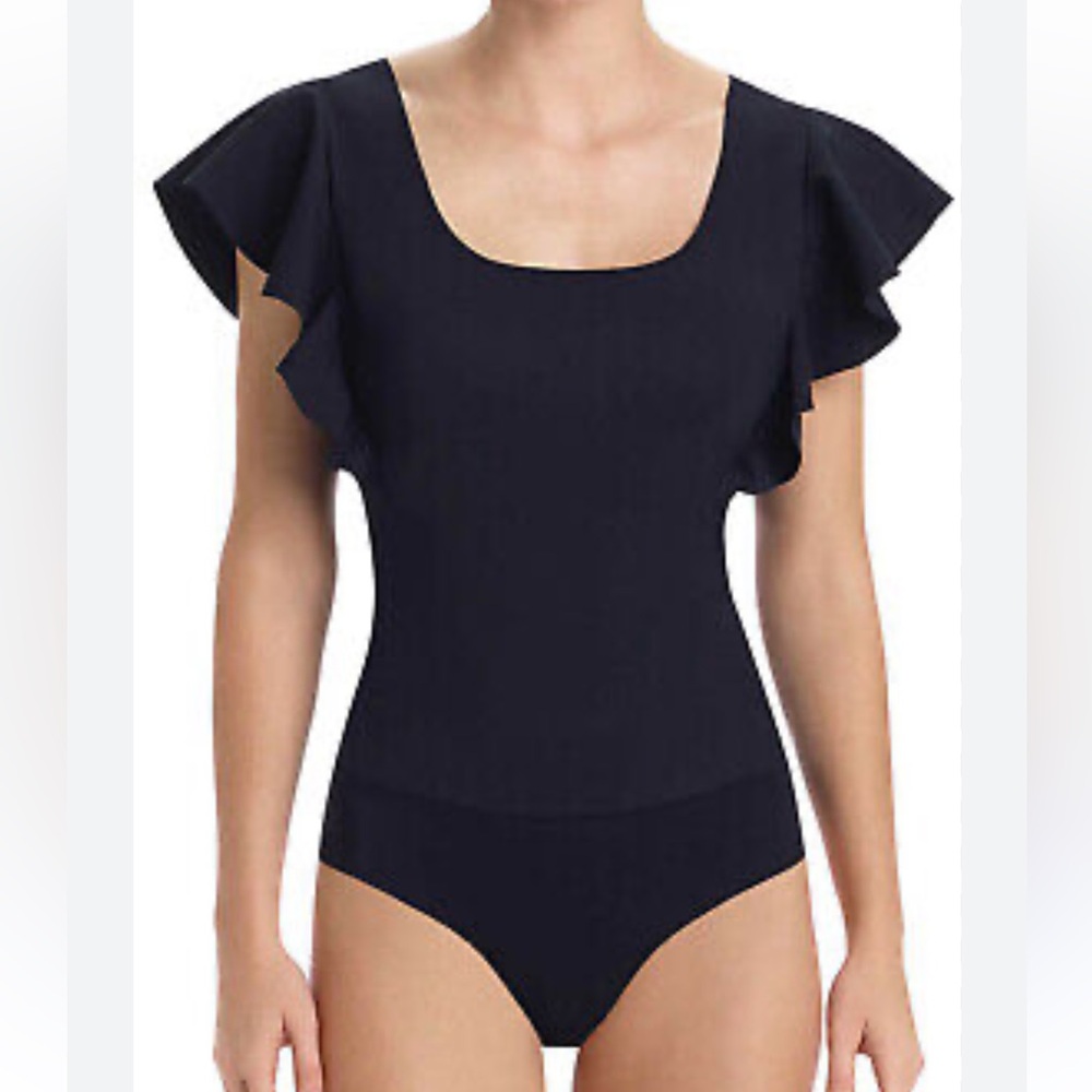 Commando bonded ruffle black bodysuit